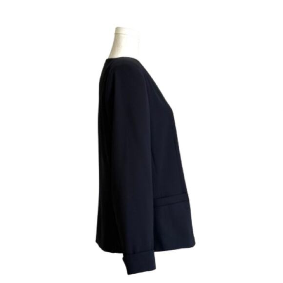 Le Suit Blazer Navy Blue Gold Buttons Cuffed Sleeve Career Jacket Size 12 - Picture 4 of 12